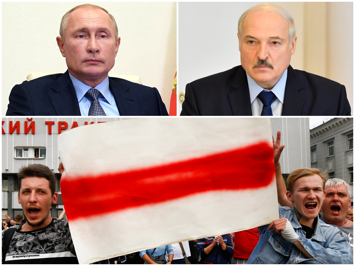 Vladimir Putin, Alexander Lukašenko, protesty v Bielorusku