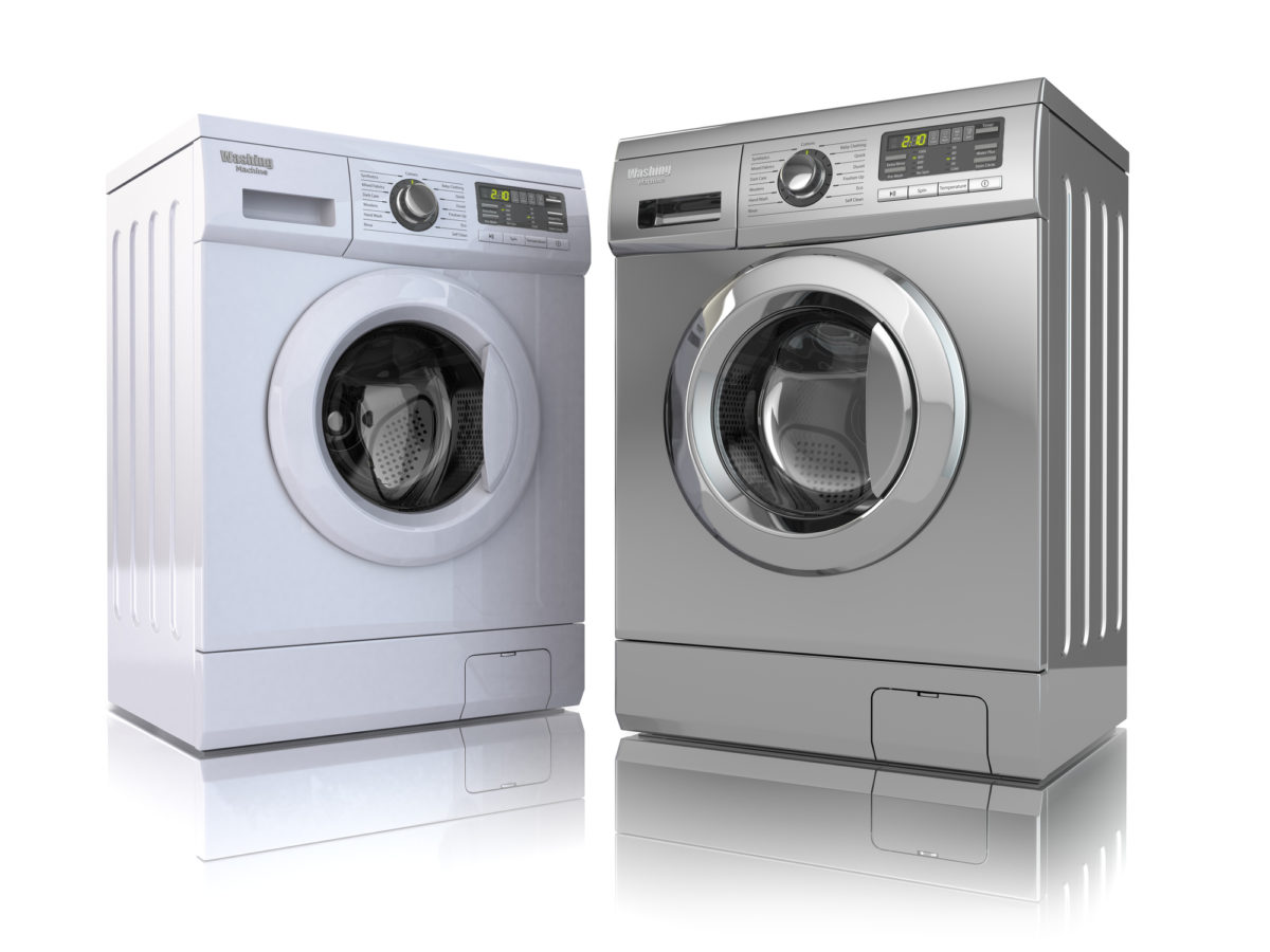 Washing machine on white isolated background. 3d