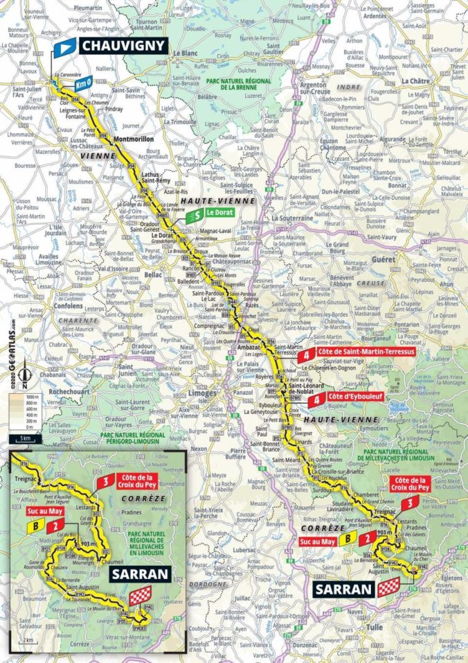Tour de France 2020, 12. etapa, mapa