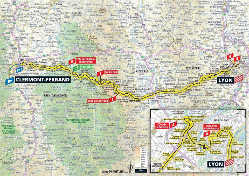 Tour de France 2020, 14. etapa, mapa