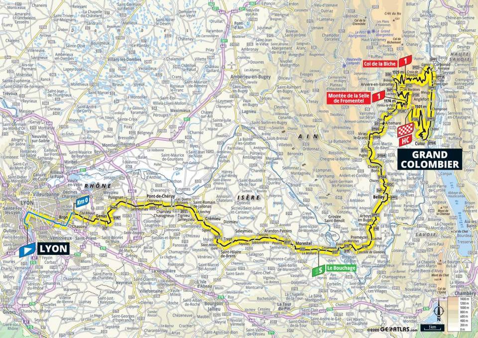 Tour de France 2020, 15. etapa, mapa