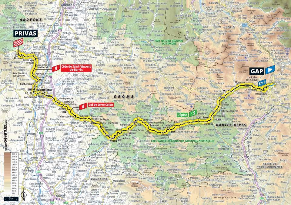 Tour de France 2020, 5. etapa, mapa