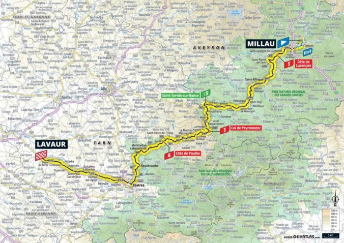 Tour de France 2020, 7. etapa, mapa