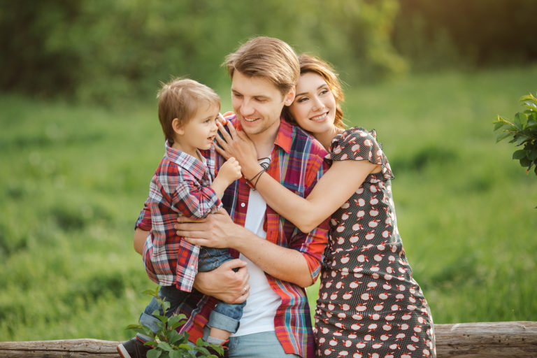 Happy family in a park