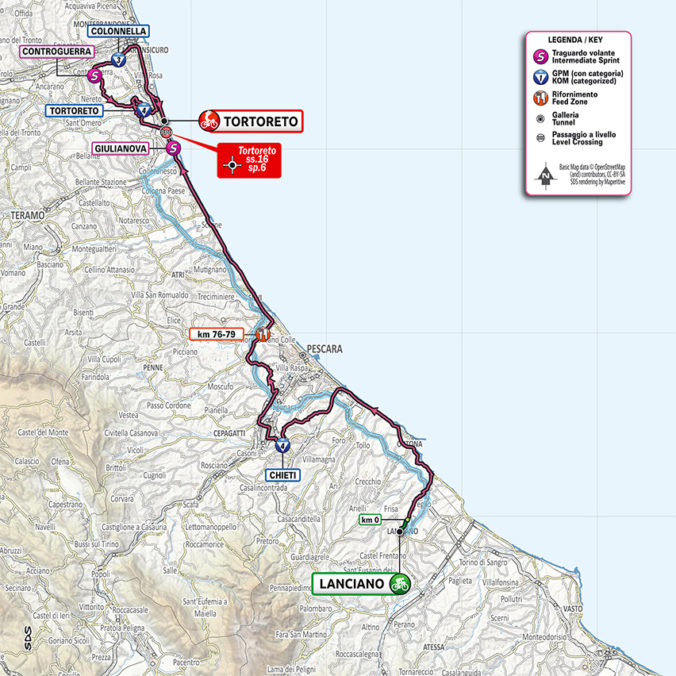 Giro d&#039;Italia 2020 - 10. etapa (Lanciano - Tortoreto), mapa