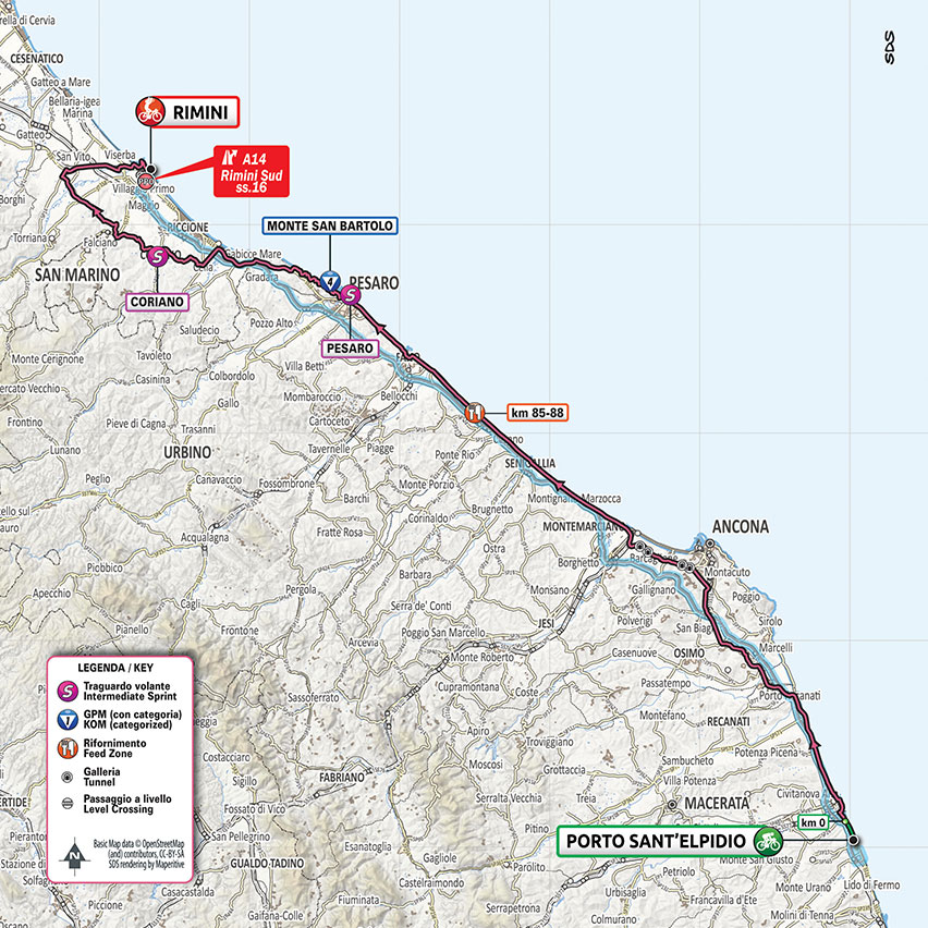 Giro d'Italia 2020 - 11. etapa (Porto Sant'Epidio - Rimini), mapa