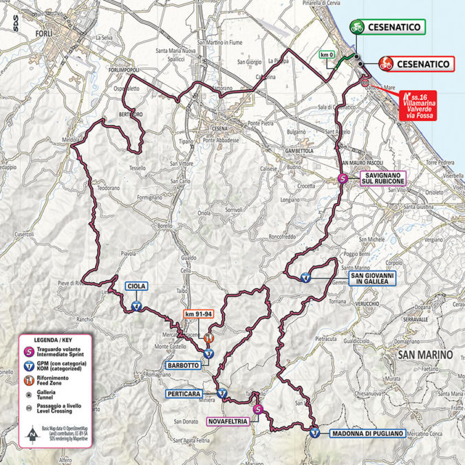 Giro d&#039;Italia 2020 - 12. etapa (Cesenatico - Cesenatico), mapa