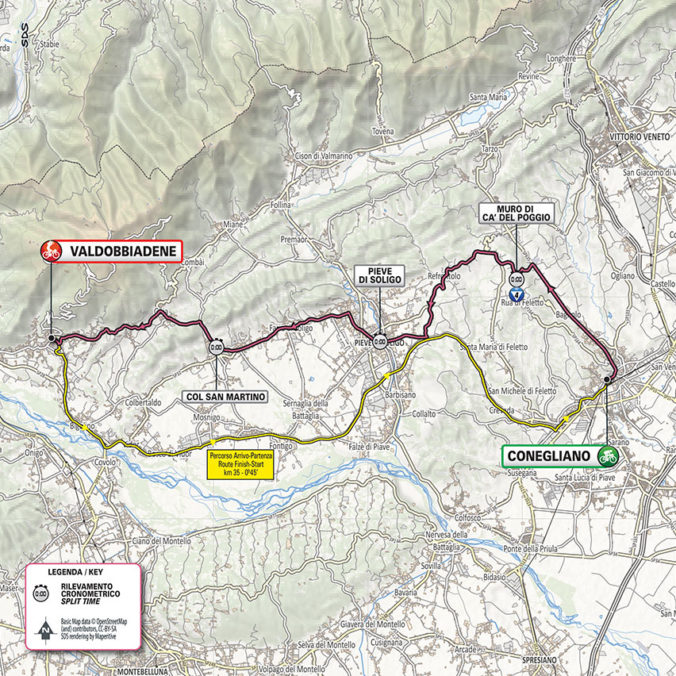 Giro d&#039;Italia 2020 - 14. etapa (Conegliano - Valdobbiadene), mapa