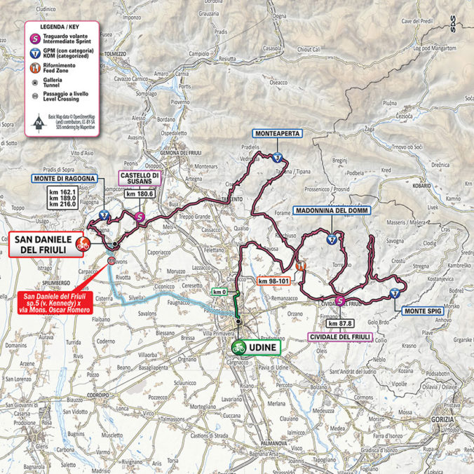 Giro d&#039;Italia 2020 - 16. etapa (Udine - San Daniele Del Fruili), mapa