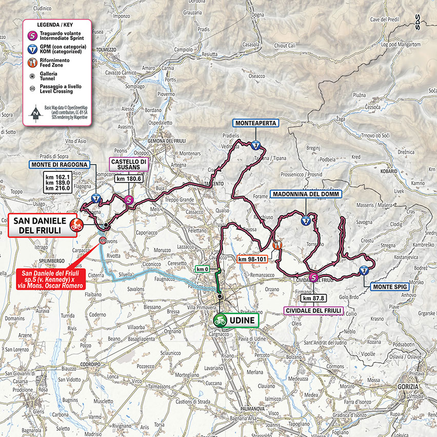 Giro d'Italia 2020 - 16. etapa (Udine - San Daniele Del Fruili), mapa
