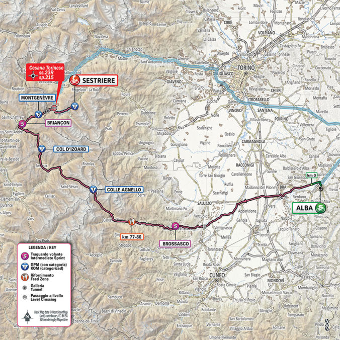 Giro d&#039;Italia 2020 - 20. etapa (Alba - Sestriere), mapa