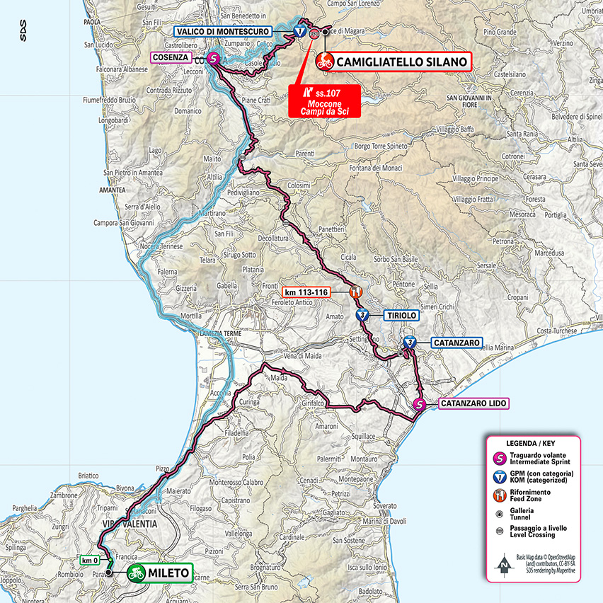 Giro d'Italia 2020 - 5. etapa (Mileto - Camigliatello Silano), mapa