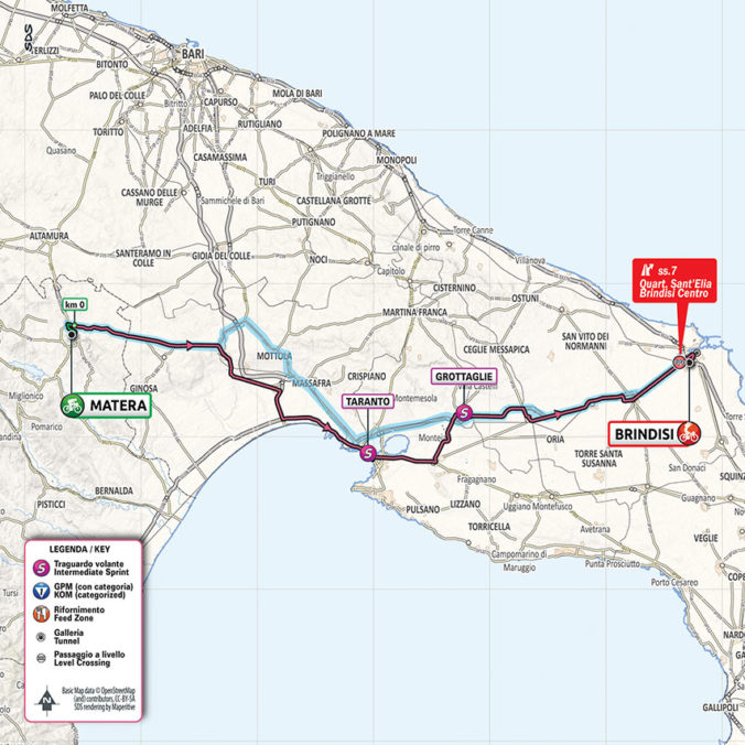 Giro d&#039;Italia 2020 - 7. etapa (Matera - Brindisi), mapa