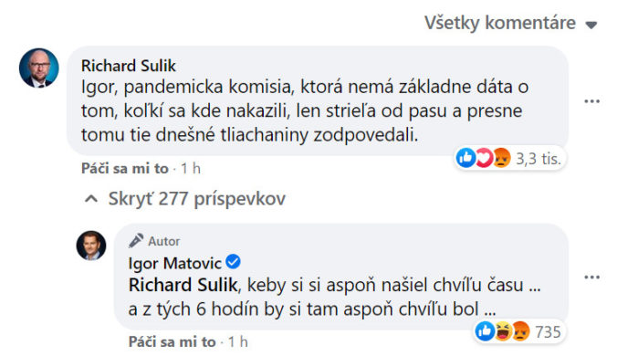 Sulík, Matovič, facebook