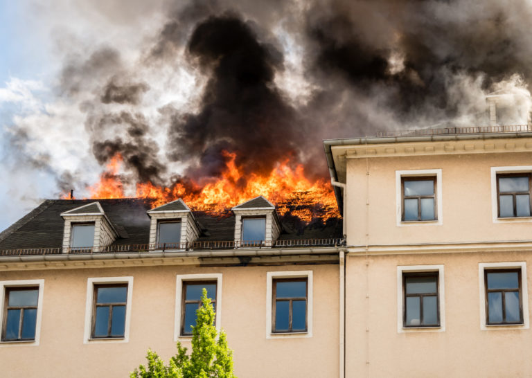 Roof truss in flames