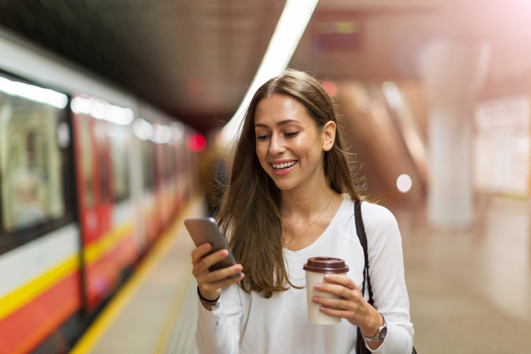 Young woman at subway station