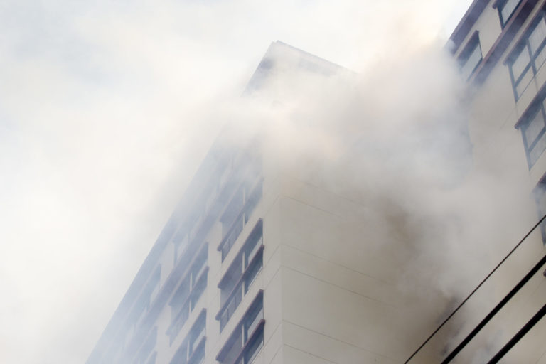 Condominium or apartment burning.