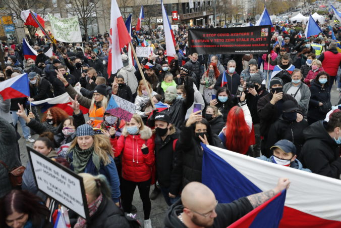 Česko, protest, koronavírus