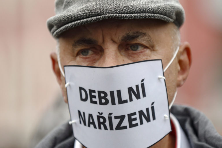 Protest, koronavírus, Praha