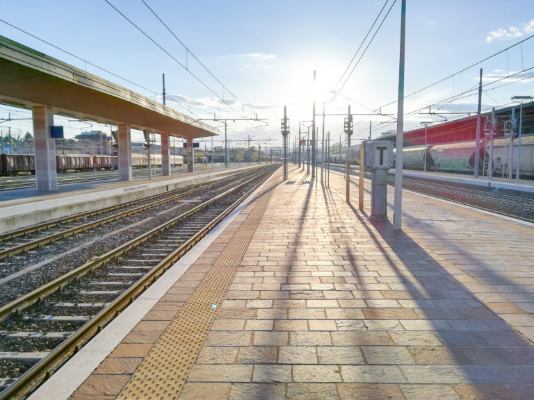 Train tracks perspective view