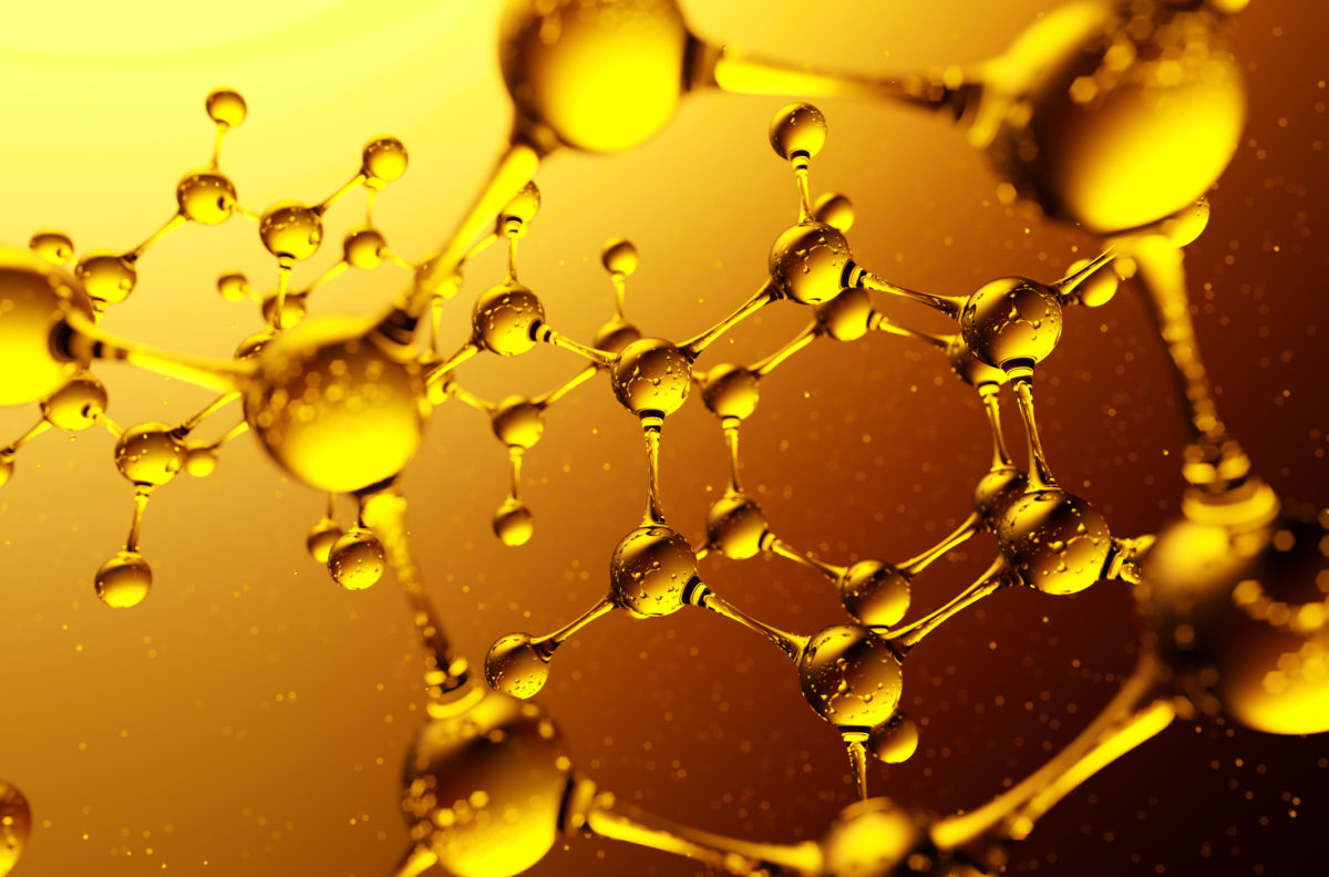 3d illustration of molecule Benzil. Benzil a compound of hydrogen and carbon.