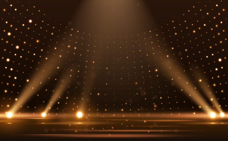 Gold lights rays scene background