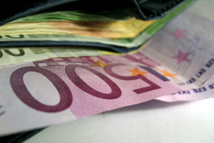 Euro money in a wallet.