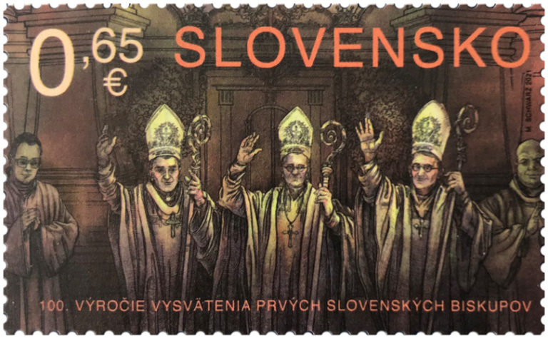 Znamka 100. vyrocie vysvatenia prvych slov. biskupov.jpg