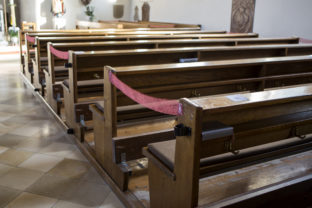 Social distancing in christian church during the Covid 19 coronavirus pandemic