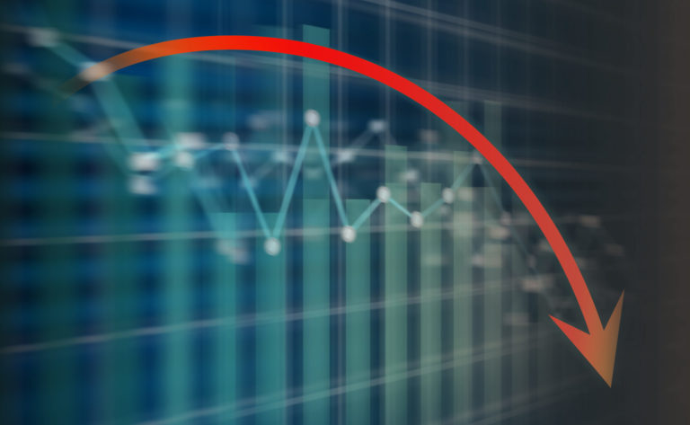 Recession arrow on led screen