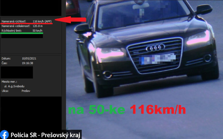 Audi prekrocena rychlost