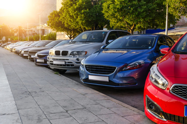Parking at sunset.