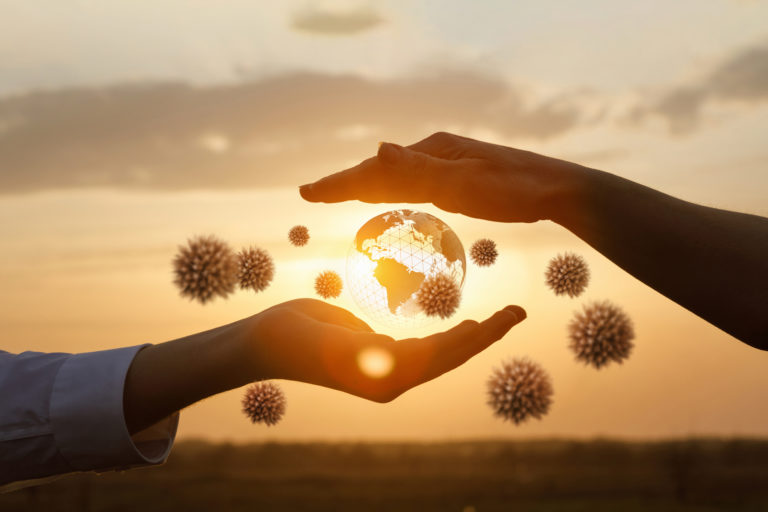 The concept of protecting the world from coronavirus.