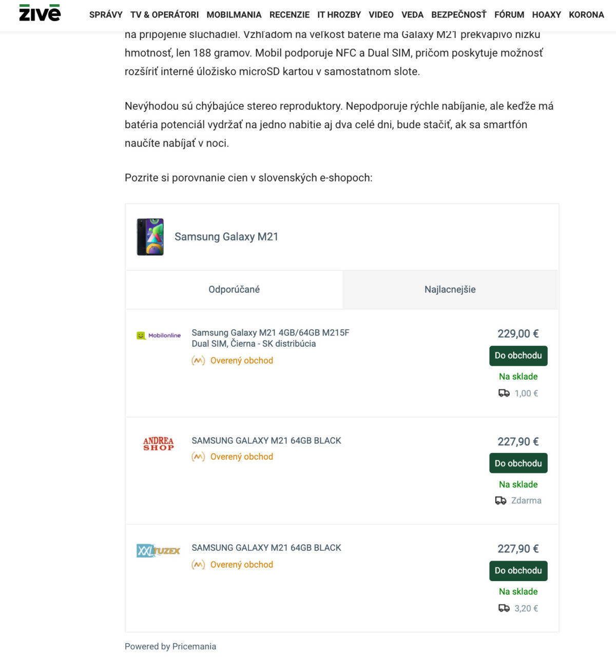 Zive.sk pricemania widget.jpg