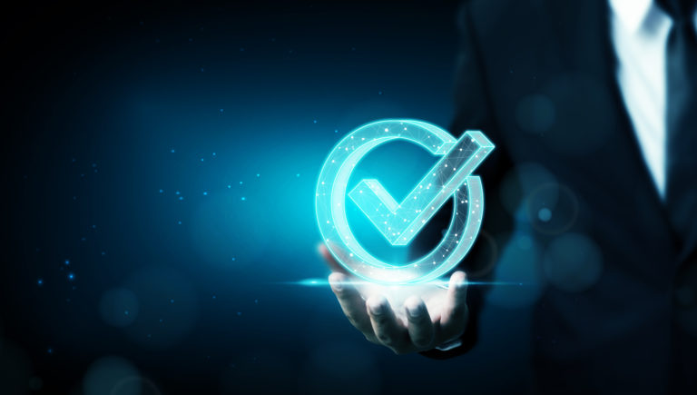 Standard quality control certification assurance guarantee. Concept of internet business technology digital