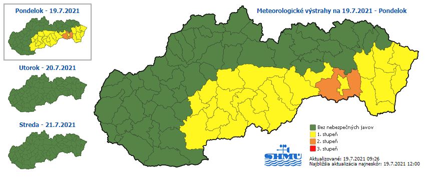 Výstrahy, SHMU