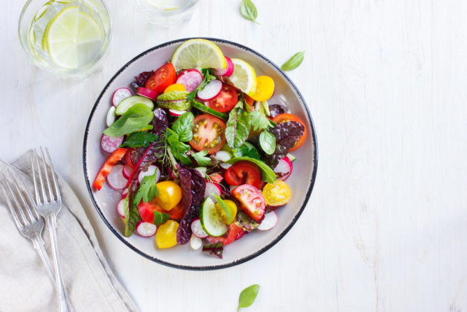 Healthy salad with fresh summer vegetables
