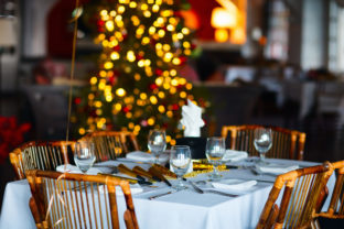Table setting for Christmas party