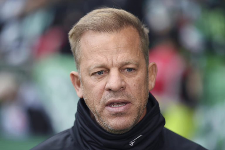 Germany Soccer Bremen File    File picture taken Oct.30, 2021 shows Werder's coach Markus Anfang during the interview in Bremen, Germany. He has resigned as coach of Werder Bremen. With this, the 47 year old reacted on Saturday a few hours before the home match against FC Schalke 04 to investigations by the public prosecutor's office. There are suspicions that Anfang used a forged vaccination certificate. Coach