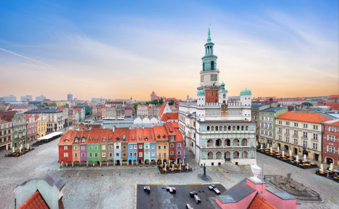 Poznan, Poland. Aerial view of Rynek (Market) square