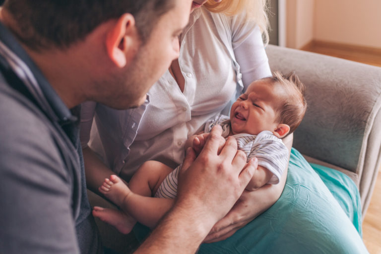Cute newborn baby crying