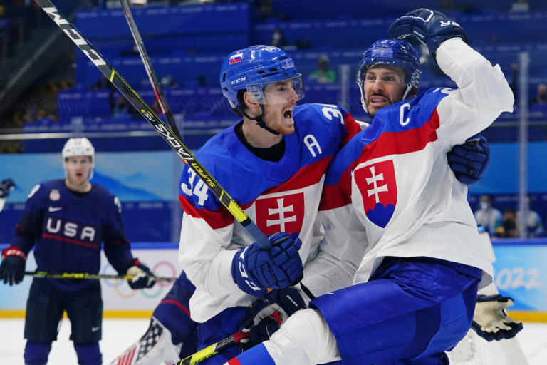 Slovensko - USA, štvrťfinále ZOH v Pekingu, Peter Cehlárik, Marek Hrivík