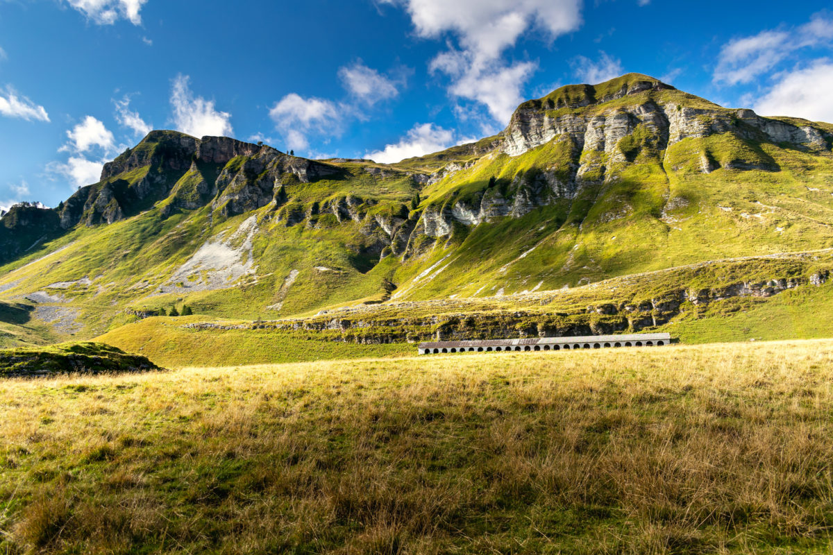 Impressive mountain landscape. Piani Eterni, Dolomiti Bellunesi National Park, Italy