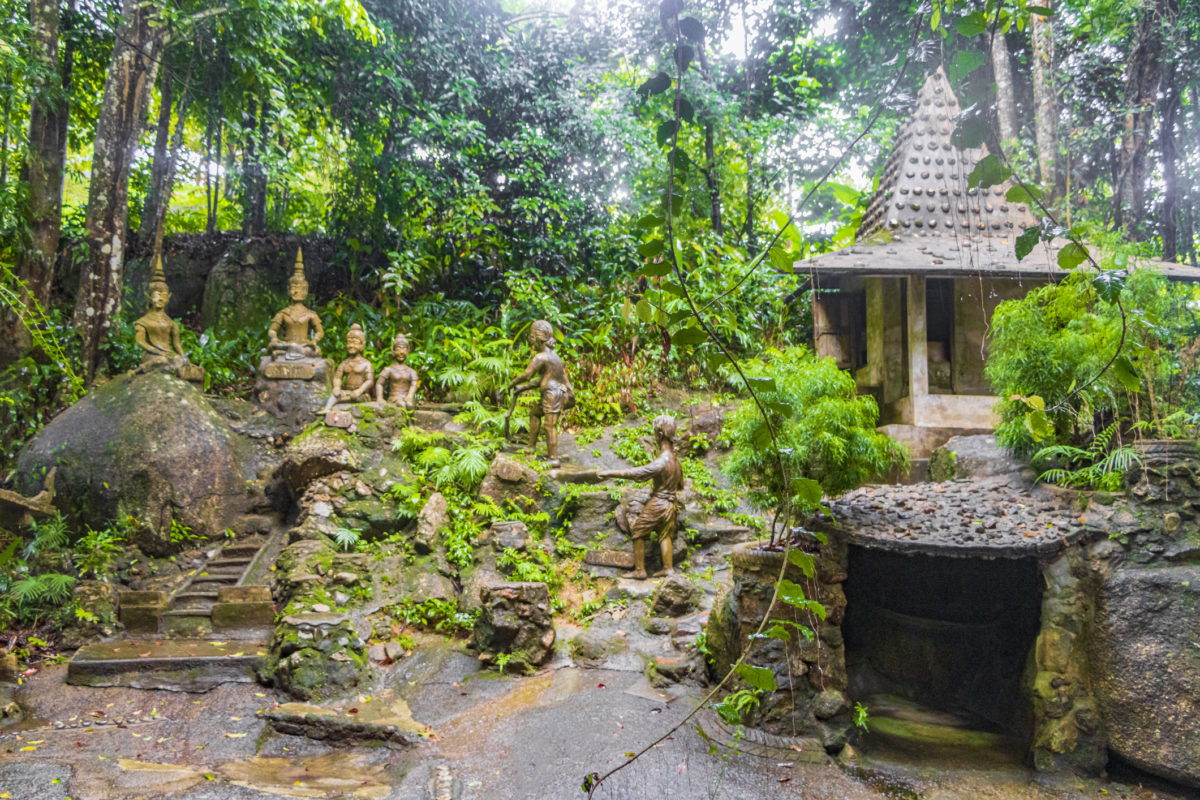 Buddha statues Tar Nim Waterfall Secret Magic Garden Koh Samui.
