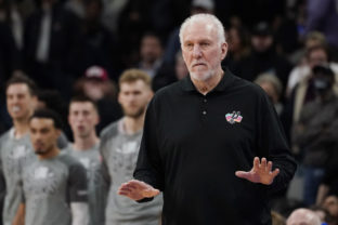 Gregg Popovich San Antonio Spurs head coach Gregg Popovich signals to his players during the second half of an NBA basketball game against the Utah Jazz, Friday, March 11, 2022, in San Antonio. The Spurs won, making Popovich the all time winningest coach in NBA regular season history.