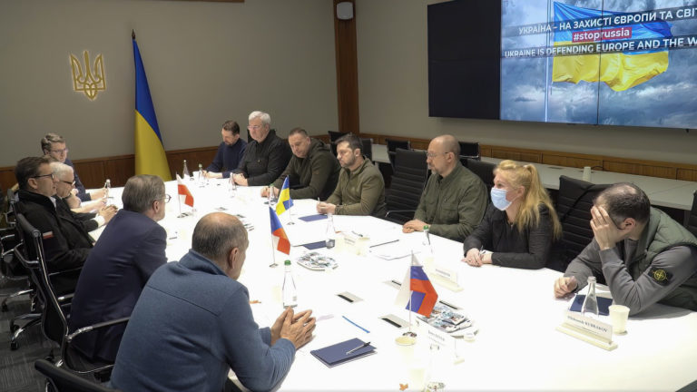 Zelenskyj, Fiala, Janša, Morawiecki, Kaczyński