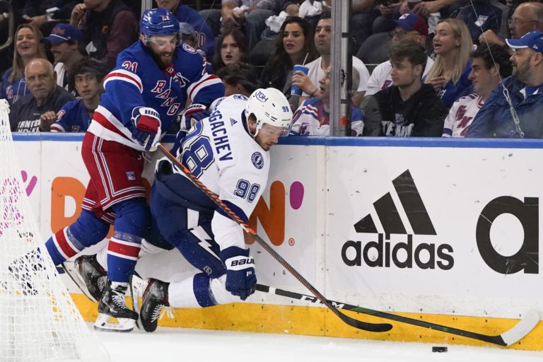 Barclay Goodrow, Michail Sergačov, NHL play off, New York Rangers, Tampa Bay Lightning