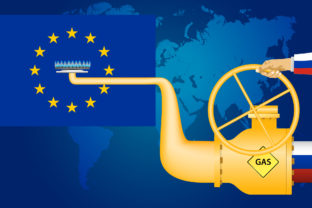Gas pipeline from Russia to Europen Union vector illustration