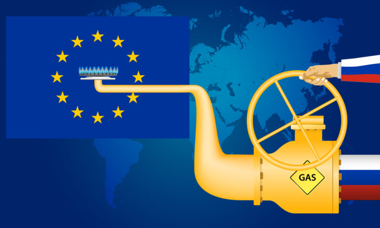Gas pipeline from Russia to Europen Union vector illustration
