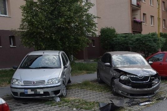 Sabinov, rozbité autá